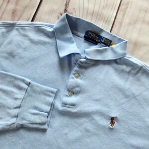 Polo Ralph Lauren Classic Fit Long Sleeve Polo Shirt Light Blue | Men's Size XL